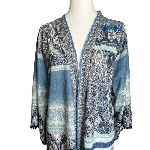 Catherines Open Front Paisley Cardigan Top Size 0X - Picture 7 of 17